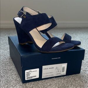 Cole Haan Navy Suede Heels